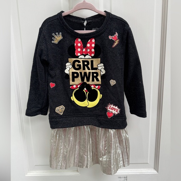 Disney Minnie Mouse 3T Black & Gold Long Sleeve Sweater Dress - Picture 1 of 5